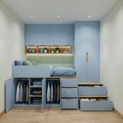 Giường Đa Năng Gỗ Công Nghiệp Thiết Kế Nhiều Học Tủ Tối Ưu Không Gian 