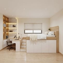Giường Gỗ Cao Cấp Hiện Đại Tích Hợp Tủ Quần Áo Và Bàn Học Tiện Ích 