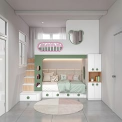 Giường Gỗ Thông Minh 2 Tầng Kết Cấu Bền Bỉ Giá Ưu Đãi