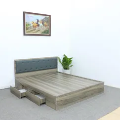 Giường MDF Màu Nết Có Hộc Kéo + Đầu Nệm Đen Đẹp Giá Rẻ Giường MDF Màu Nết Có Hộc Kéo + Đầu Nệm Đen Đẹp Giá Rẻ