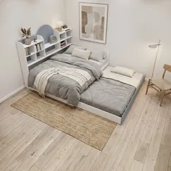 Giường Kéo 2 Tầng Đẹp Hiện Đại Kết Hợp Kệ Sách Tiện Dụng 