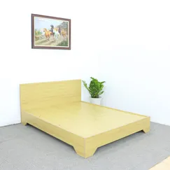 Mẫu Giường Ngủ Gỗ MDF Melamine Chân Cao Màu Vàng