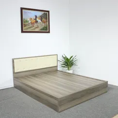 Mẫu Giường Ngủ Đẹp Gỗ MDF Melamine Màu Nết Có Đầu Nệm Kem Mẫu Giường Ngủ Đẹp Gỗ MDF Melamine Màu Nết Có Đầu Nệm Kem