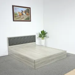 Giường Ngủ Bệt Kiểu Nhật Gỗ MDF Melamine Màu Xám Vân Gỗ Có Đầu Nệm Đen Đẹp Hiện Đại Giường Ngủ Bệt Kiểu Nhật Gỗ MDF Melamine Màu Xám Vân Gỗ Có Đầu Nệm Đen Đẹp Hiện Đại