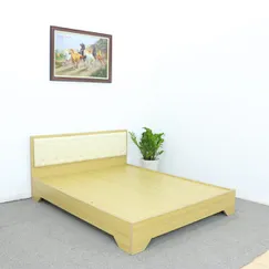 Giường Chân Cao Gỗ Mdf Phủ Melamine Bọc Nệm Màu Kem