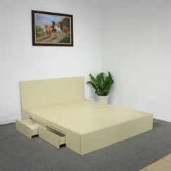 Giường Ngủ Gỗ MDF Phủ Melamine Màu Kem Có Ngăn Kéo Giá Rẻ Giường Ngủ Gỗ MDF Phủ Melamine Màu Kem Có Ngăn Kéo Giá Rẻ
