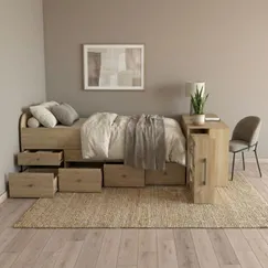 Giường Ngủ Hiện Đại Có Ngăn Kéo Tích Hợp Kệ Sách Chất Lượng Cao