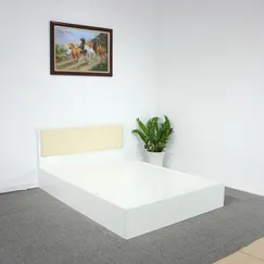 Giường Ngủ Trắng Gỗ MDF Melamine Màu Trắng Có Đầu Nệm Kem Đẹp Giá Rẻ Giường Ngủ Trắng Gỗ MDF Melamine Màu Trắng Có Đầu Nệm Kem Đẹp Giá Rẻ