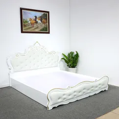 Giường Nữ Hoàng Tân Cổ Điển Màu Trắng Gỗ MDF Bọc Nệm Bền Đẹp Giường Nữ Hoàng Tân Cổ Điển Màu Trắng Gỗ MDF Bọc Nệm Bền Đẹp