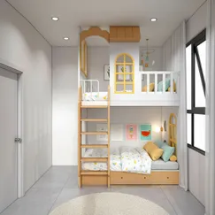 Giường Tầng Gỗ Công Nghiệp Cao Cấp Phong Cách Đơn Giản 