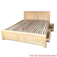 Giường Gỗ Sồi Nga 1M6X2M Ngăn Kéo Màu Tự Nhiên Giá Rẻ Giường Gỗ Sồi Nga 1M6X2M Ngăn Kéo Màu Tự Nhiên Giá Rẻ