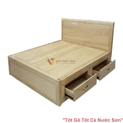 Giường 1M8 Gỗ Sồi Vạt Phản Có Ngăn Kéo Màu Tự Nhiên Giá Rẻ Giường 1M8 Gỗ Sồi Vạt Phản Có Ngăn Kéo Màu Tự Nhiên Giá Rẻ
