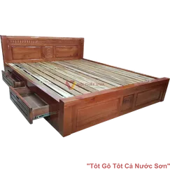 Giường Gỗ Sồi 1M8X2M Ngăn Kéo Màu Cánh Gián Giá Rẻ Giường Gỗ Sồi 1M8X2M Ngăn Kéo Màu Cánh Gián Giá Rẻ