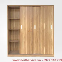 Tủ Quần Áo Cửa Lùa 2m Gỗ MDF Melamine Màu Vân Vàng