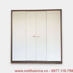 Tủ MDF Cửa Lùa 2m Cánh Trắng Phủ Melamine