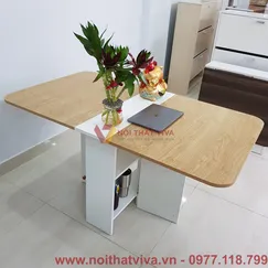 Bàn Ăn Xếp Gọn Thông Minh Gỗ MDF Màu Sồi Vàng Bàn Ăn Xếp Gọn Thông Minh Gỗ MDF Màu Sồi Vàng