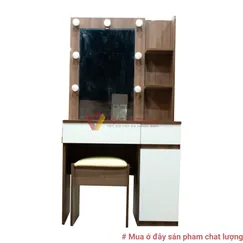 Bàn Phấn Gỗ Mdf Phủ Melamine Màu Nâu Phối Trắng Có Đèn Bàn Phấn Gỗ Mdf Phủ Melamine Màu Nâu Phối Trắng Có Đèn
