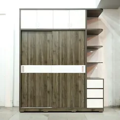 Mẫu Tủ Quần Áo Kịch Trần Cửa Lùa Gỗ MDF Melamine Màu Xám Rêu Chỉ Trắng Mẫu Tủ Quần Áo Kịch Trần Cửa Lùa Gỗ MDF Melamine Màu Xám Rêu Chỉ Trắng