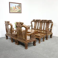 Bộ Salon Phòng Khách Gỗ Mun Chạm Đào Tay 10 6 Món Bộ Salon Phòng Khách Gỗ Mun Chạm Đào Tay 10 6 Món