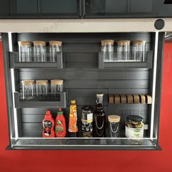 Kệ Đựng Đồ Gia Vị Nâng Hạ Điện 3 Trục Vận Hành Êm Ái Nhẹ Nhàng Kệ Đựng Đồ Gia Vị Nâng Hạ Điện 3 Trục Vận Hành Êm Ái Nhẹ Nhàng