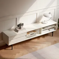 Kệ Tivi Gỗ Đẹp Chân Cao 2 Cánh Cửa Lùa Bằng Kính Phong Cách Hiện Đại