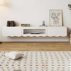 Kệ Tivi Treo Tường Phòng Khách Hiện Đại Chất Liệu Gỗ Sồi Sơn Trắng Kệ Tivi Treo Tường Phòng Khách Hiện Đại Chất Liệu Gỗ Sồi Sơn Trắng