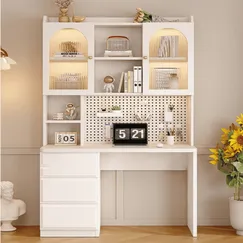 Mẫu Bàn Học Trắng Kèm Giá Sách Và Tủ Đồ Gỗ Công Nghiệp Cao Cấp Mẫu Bàn Học Trắng Kèm Giá Sách Và Tủ Đồ Gỗ Công Nghiệp Cao Cấp