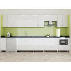 Mẫu Bếp Chữ I Đẹp Gỗ MDF Phủ Acrylic Bóng Gương Hiện Đại