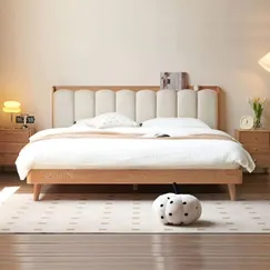 Mẫu Giường Gỗ Sồi Nga Đầu Bọc Nệm Cao Cấp Hiện Đại Mẫu Giường Gỗ Sồi Nga Đầu Bọc Nệm Cao Cấp Hiện Đại