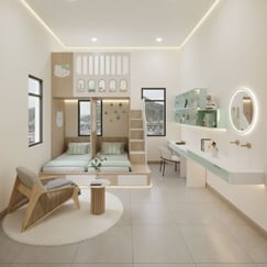 Mẫu Giường Tầng Cho Bé Thiết Kế Hiện Đại Chia Ngăn Hợp Lý 