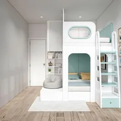 Mẫu Giường Tầng Đẹp Giá Rẻ Tông Màu Trắng Sáng Hiện Đại 