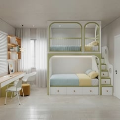 Mẫu Giường Tầng Đẹp Hiện Đại Thiết Kế Dành Cho 2 Bé 