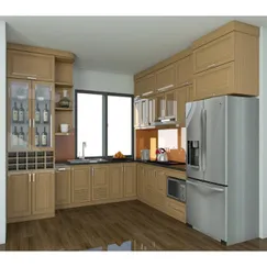 Mẫu Tủ Bếp Đẹp Bằng Gỗ Sồi Nga Tự Nhiên Thiết Kế Kiểu Chữ L Đẹp Mẫu Tủ Bếp Đẹp Bằng Gỗ Sồi Nga Tự Nhiên Thiết Kế Kiểu Chữ L Đẹp
