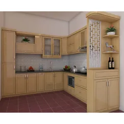 Mẫu Tủ Bếp Gỗ Tự Nhiên Kiểu Chữ L Kết Hợp Vách Ngăn Tinh Xảo Mẫu Tủ Bếp Gỗ Tự Nhiên Kiểu Chữ L Kết Hợp Vách Ngăn Tinh Xảo