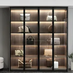 Mẫu Tủ Để Túi Xách Gỗ Công Nghiệp Cánh Kính Kèm Led Hiện Đại Mẫu Tủ Để Túi Xách Gỗ Công Nghiệp Cánh Kính Kèm Led Hiện Đại