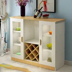 Mẫu Tủ Rượu Nhỏ Đẹp Gỗ Công Nghiệp MDF Melamine Màu Vàng Phối Trắng