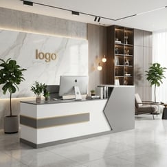 Quầy Lễ Tân Nhỏ Gỗ Công Nghiệp Hiện Đại Thiết Kế Nhiều Ngăn Tiện Ích 