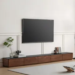 Kệ Tivi Gỗ Hiện Đại Cho Phòng Khách Thiết Kế Kiểu Bệt Nối Dài Độc Đáo