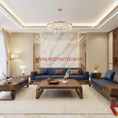 Sofa Gỗ Óc Chó Nguyên Khối 8 Món Thiết Kế Tinh Xảo Đẹp Mắt