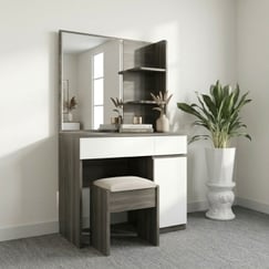 Mẫu Bàn Phấn Gỗ Công Nghiệp MDF 2 Ngăn Kéo Cửa Mở Màu Xanh Rêu