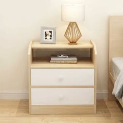 Tủ Đầu Giường Gỗ MDF Màu Vàng Phối Trắng Hiện Đại