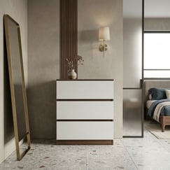 Mẫu Tủ Đầu Giường MDF 3 Tầng Màu Nâu Phối Trắng Hiện Đại