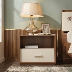 Tủ Đầu Giường Mini Gỗ MDF Phủ Melamine Màu Vân Gỗ Phối Trắng Hiện Đại