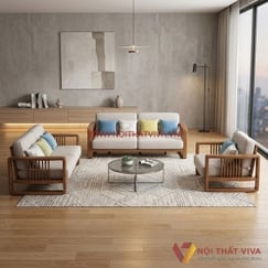 Bàn Ghế Gỗ Sồi Tự Nhiên Kiểu Đối Cao Cấp Hiện Đại