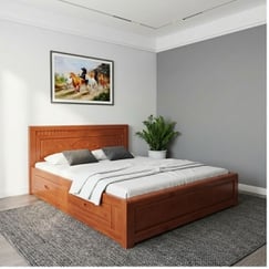 Giường Gỗ Sồi 1M6X2M Ngăn Kéo Màu Cánh Gián Giá Rẻ