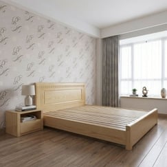 Mẫu Giường Ngủ Bệt Gỗ Sồi Nga 1M6X2M Màu Tự Nhiên