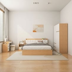 Bộ Combo Phòng Ngủ Màu Sọc Vàng Phối Trắng Giá Rẻ