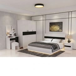 Bộ Combo Giường Tủ MDF Màu Trắng 4 Món Hiện Đại Đẹp Giá Rẻ