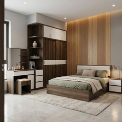 Com bo Phòng Ngủ Giường Đầu Nệm Tủ Kịch Trần Màu Xanh Rêu Chỉ Trắng