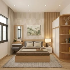 Bộ Combo Nội Thất Phòng Ngủ Giá Rẻ Màu Vàng Phối Trắng Đẹp